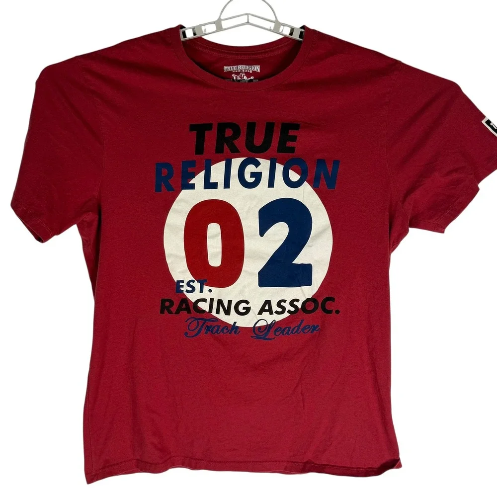 True Religion Mens Racing Assoc 02 Track Leader Graphic‎ T-Shirt Red Large L